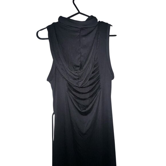 Halara Ribbed Hooded High Neck Sleeveless Cut Out Tie Back 2-Piece Midi Casual D - Picture 6 of 14